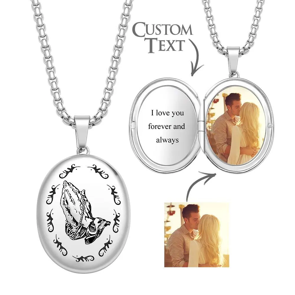 Custom Photo Locket and Engraved Prayer Amulet Necklace – Personalized Keepsake Jewelry for All