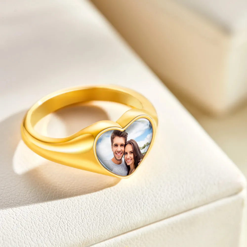 Customized Heart-Shaped Photo Ring – Unique Personalized Jewelry Gift for Her