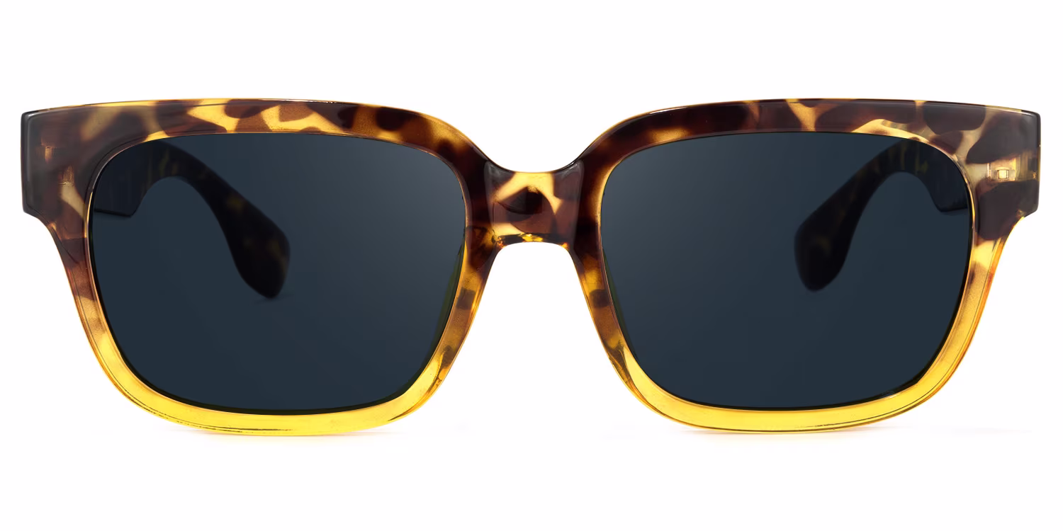 Elegant Tortoise Rectangle Sunglasses with Two-Tone Frame